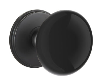 Emtek Ebony Porcelain Knob with Watford Rosette Flat Black