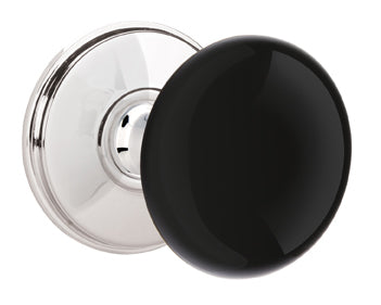 Emtek Ebony Porcelain Knob with Watford Rosette Polished Chrome