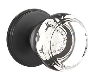 Emtek Georgetown Crystal Knob with Waterford Rosette Flat Black