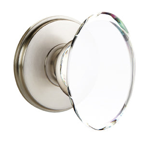 Emtek Hampton Crystal Knob with Waterford Rosette Satin Nickel