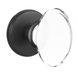 Emtek Hampton Crystal Knob with Waterford Rosette Flat Black