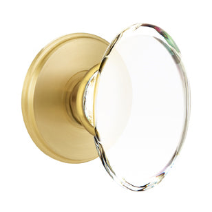 Emtek Hampton Crystal Knob with Waterford Rosette Satin Brass