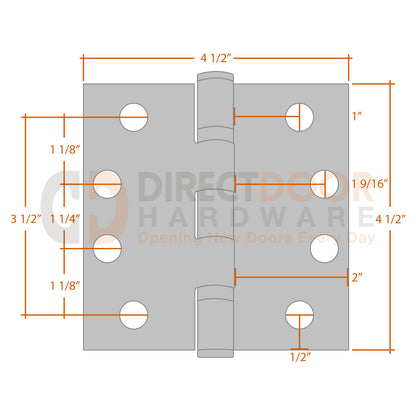 Measurements for Emtek 9841532D 4.5 inch Door Hinge - Square Corners
