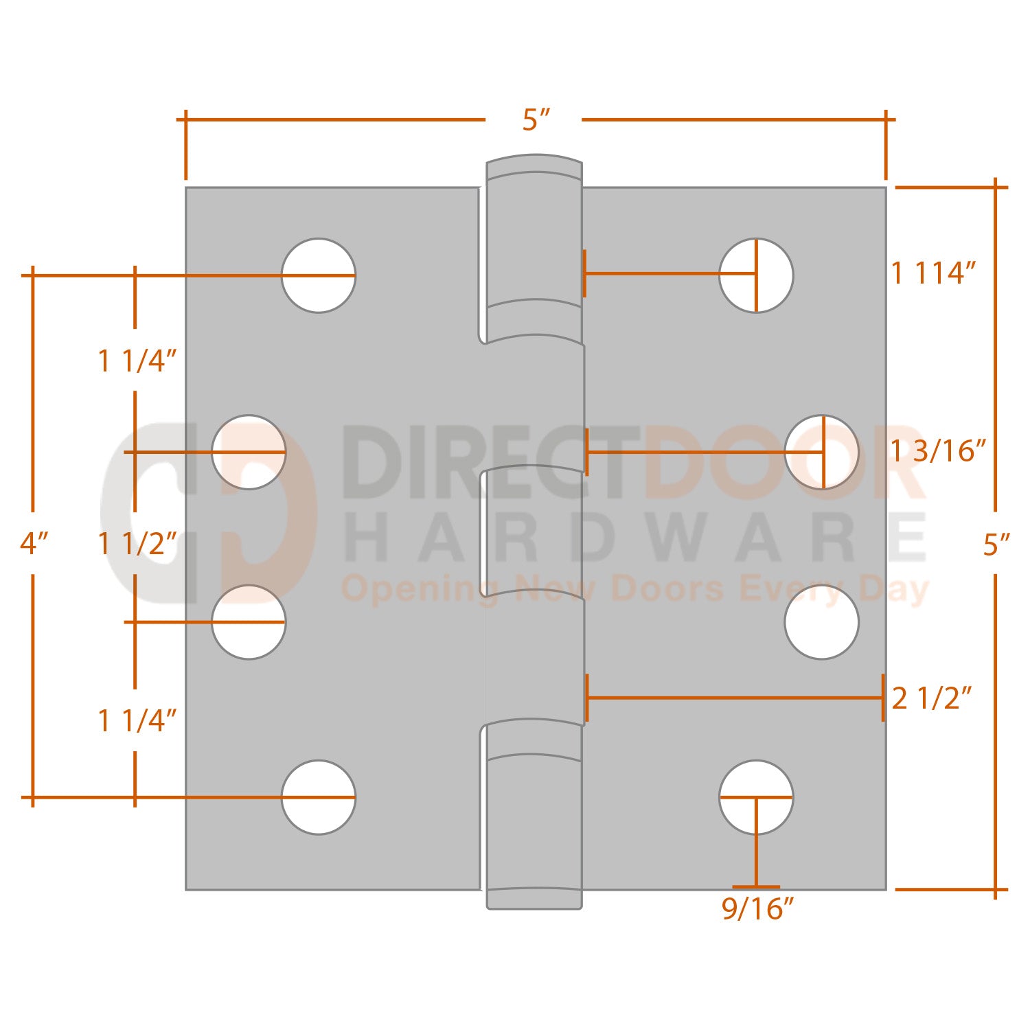 Measurements for Emtek 5x5 Ball Bearing Hinge - Square Corners
