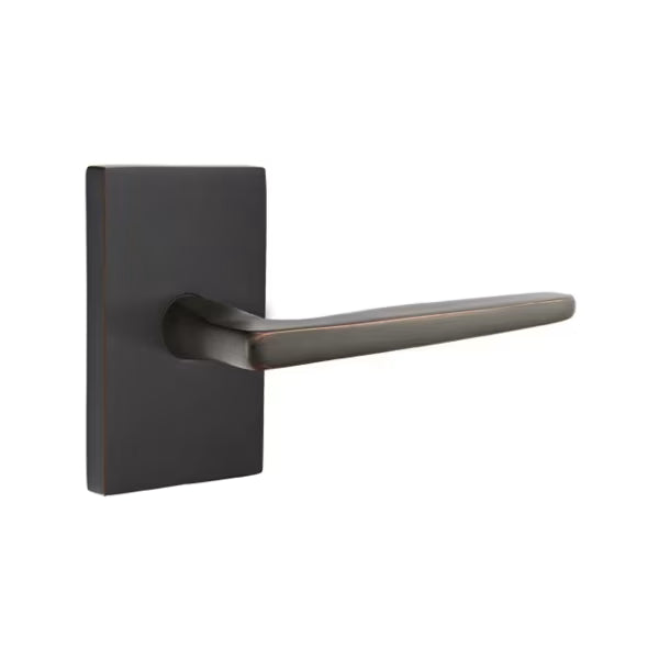 Emtek Hermes Interior Mortise Lever with Modern Rectangular Rosette