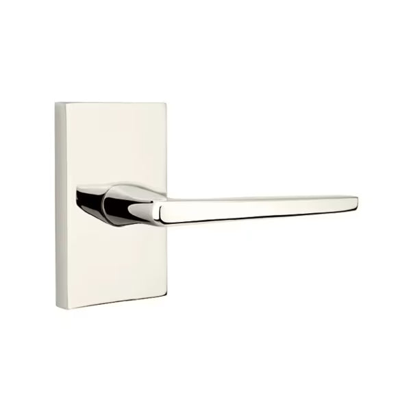 Emtek Hermes Interior Mortise Lever with Modern Rectangular Rosette