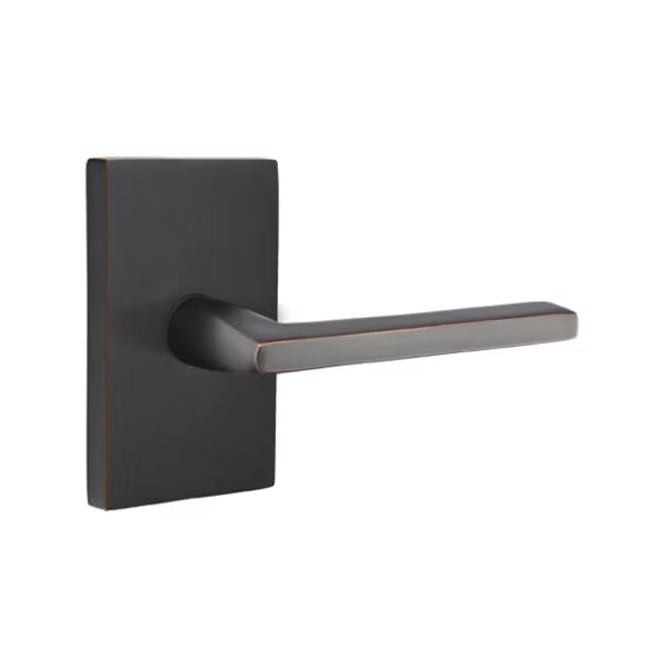 Emtek Helios Interior Mortise Lever with Modern Rectangular Rosette