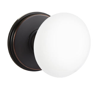Emtek Ice White Porcelain Knob with Watford Rosette