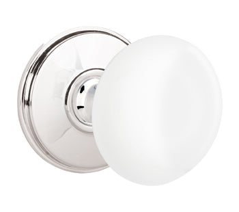 Emtek Ice White Porcelain Knob with Watford Rosette