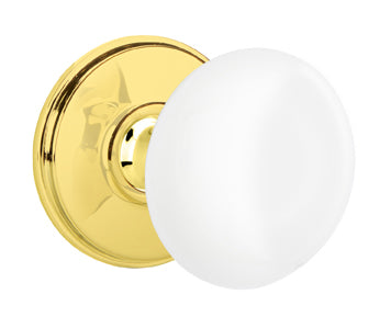 Emtek Ice White Porcelain Knob with Watford Rosette