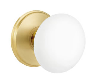 Emtek Ice White Porcelain Knob with Watford Rosette