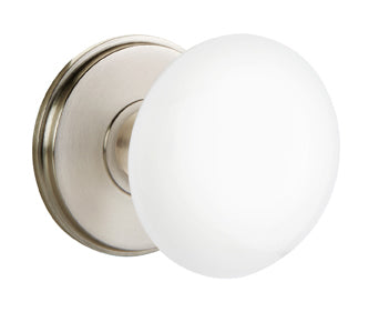 Emtek Ebony Porcelain Knob with Watford Rosette Satin Nickel