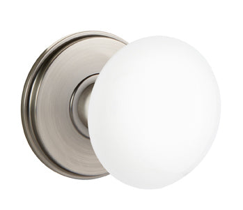 Emtek Ebony Porcelain Knob with Watford Rosette Pewter