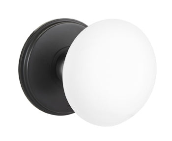 Emtek Ebony Porcelain Knob with Watford Rosette Flat Black