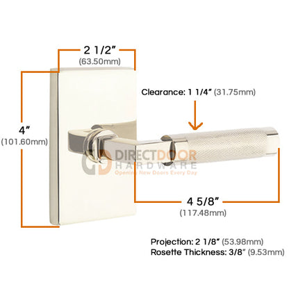 Emtek L-Square Terrazzo Style Door Lever with Modern Rectangular Rosette
