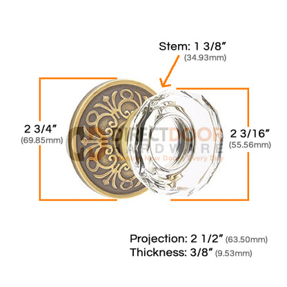 Emtek Lowell Crystal Knob with Lancaster Rosette