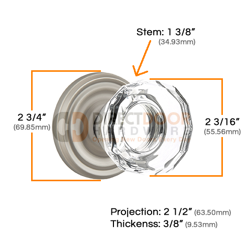 Emtek Lowell Crystal Knob with Regular Rosette