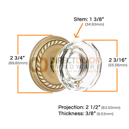Emtek Lowell Crystal Knob with Rope Rosette