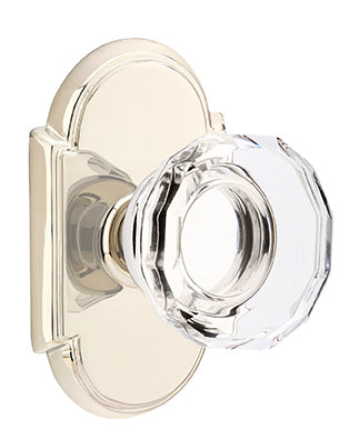 Emtek Lowell Crystal Knob with Style 8 Rosette - Polished Nickel