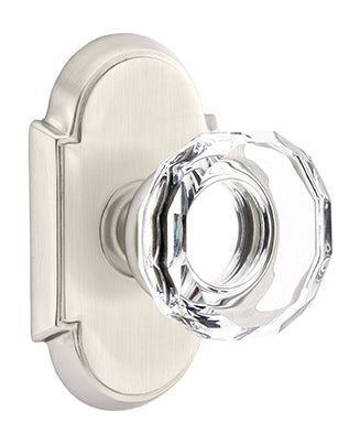 Emtek Lowell Crystal Knob with Style 8 Rosette - Satin Nickel