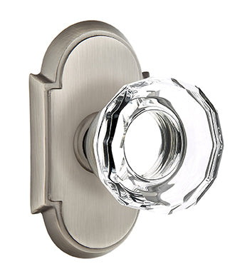 Emtek Lowell Crystal Knob with Style 8 Rosette - Pewter