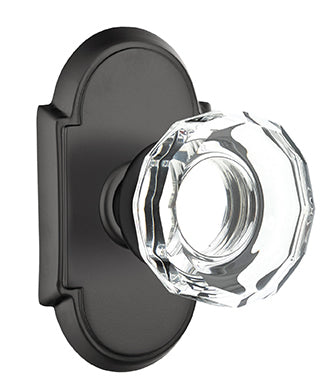 Emtek Lowell Crystal Knob with Style 8 Rosette - Flat Black