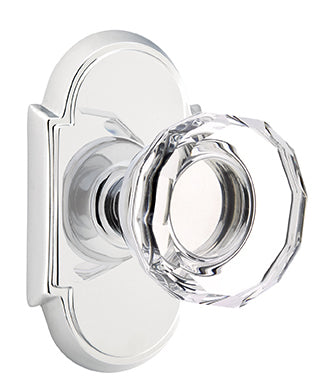 Emtek Lowell Crystal Knob with Style 8 Rosette - Polished Chrome