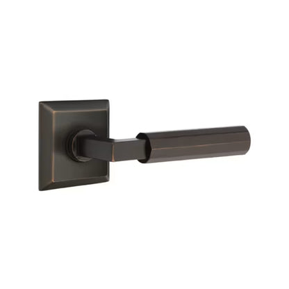 Emtek L-Square Faceted Door Lever with Quincy Rosette