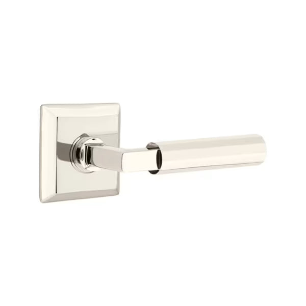 Emtek L-Square Faceted Door Lever with Quincy Rosette