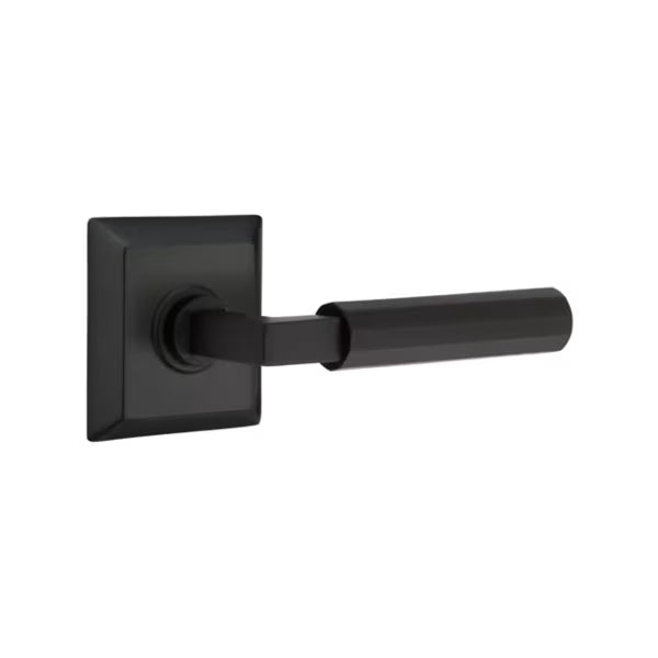 Emtek L-Square Faceted Door Lever with Quincy Rosette