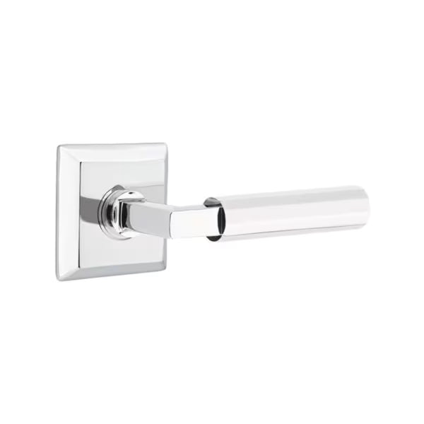 Emtek L-Square Faceted Door Lever with Quincy Rosette
