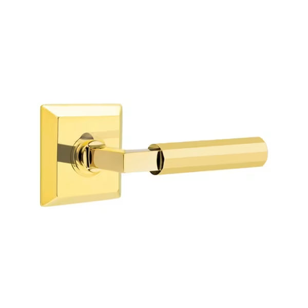 Emtek L-Square Faceted Door Lever with Quincy Rosette