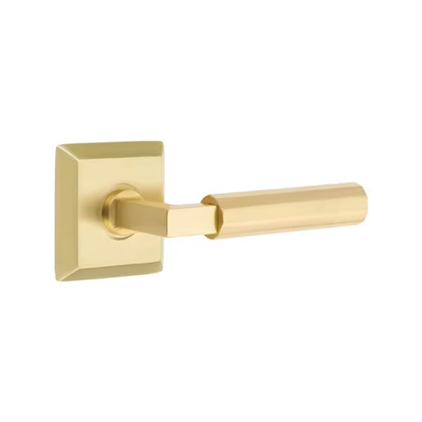 Emtek L-Square Faceted Door Lever with Quincy Rosette