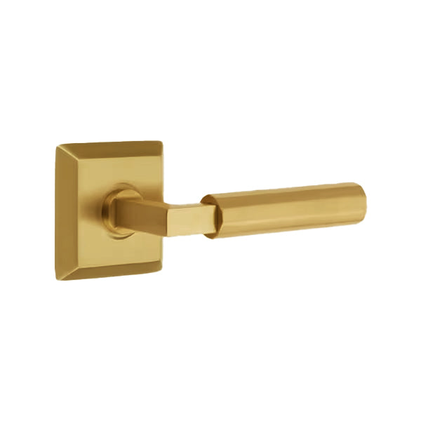 Emtek L-Square Faceted Door Lever with Quincy Rosette