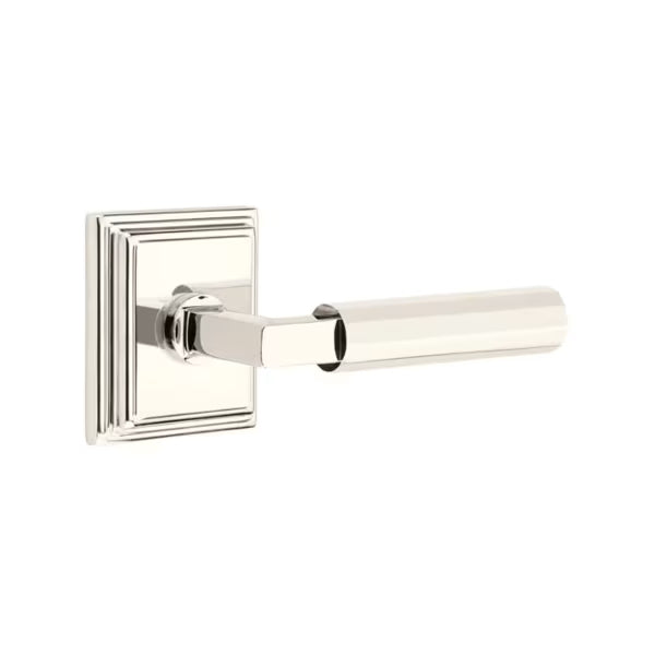 Emtek L-Square Faceted Door Lever with Wilshire Rosette