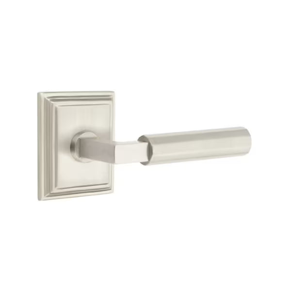 Emtek L-Square Faceted Door Lever with Wilshire Rosette