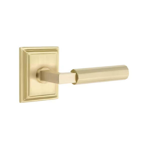 Emtek L-Square Faceted Door Lever with Wilshire Rosette