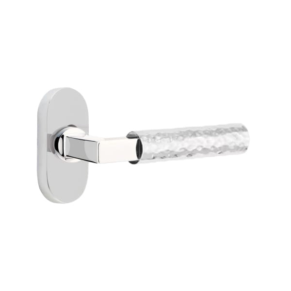 Emtek L-Square Hammered Lever Handle with 1 1/2 X 3 inch Oval Stretto Rosette