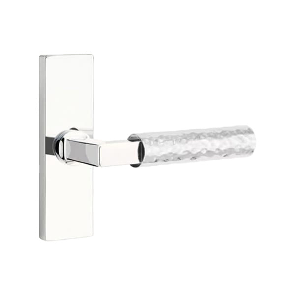 Emtek L-Square Hammered Lever Handle with 1 1/2 X 5 inch Rectangular Stretto Rosette