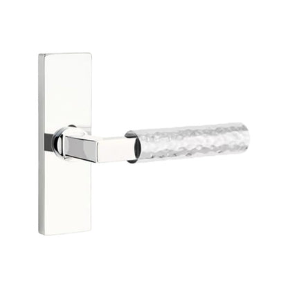 Emtek L-Square Hammered Lever Handle with 1 1/2 X 5 inch Rectangular Stretto Rosette