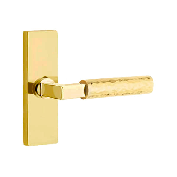 Emtek L-Square Hammered Lever Handle with 1 1/2 X 5 inch Rectangular Stretto Rosette