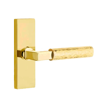 Emtek L-Square Hammered Lever Handle with 1 1/2 X 5 inch Rectangular Stretto Rosette