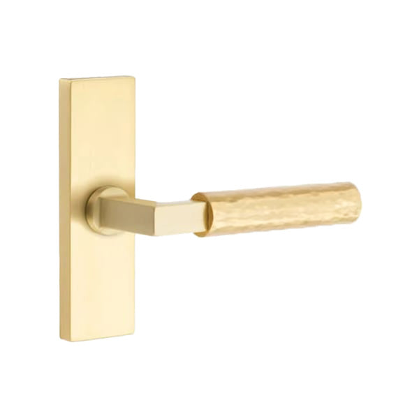 Emtek L-Square Hammered Lever Handle with 1 1/2 X 5 inch Rectangular Stretto Rosette