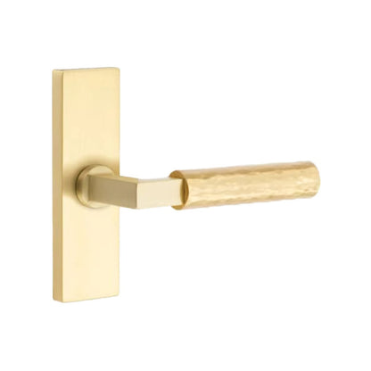 Emtek L-Square Hammered Lever Handle with 1 1/2 X 5 inch Rectangular Stretto Rosette