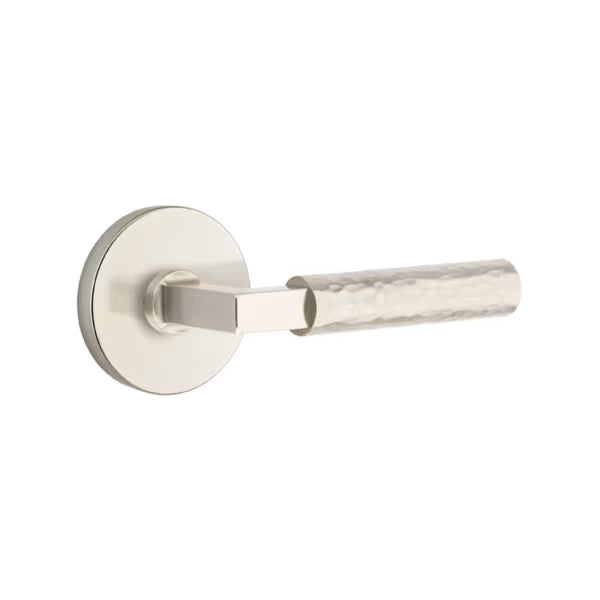 Emtek L-Square Hammered Door Lever with Disk Rosette