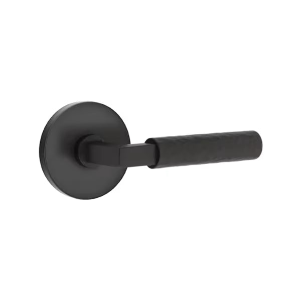 Emtek L-Square Hammered Door Lever with Disk Rosette