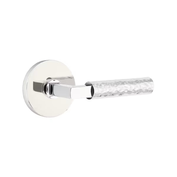 Emtek L-Square Hammered Door Lever with Disk Rosette