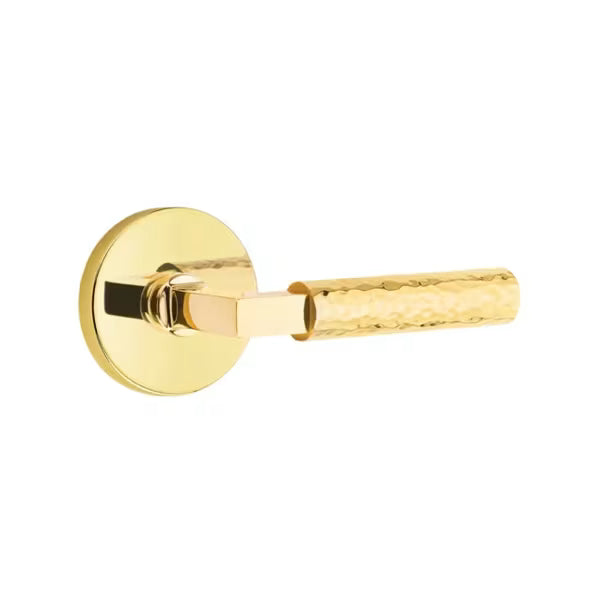 Emtek L-Square Hammered Door Lever with Disk Rosette