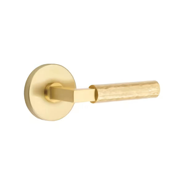 Emtek L-Square Hammered Door Lever with Disk Rosette