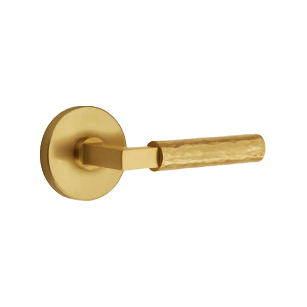 Emtek L-Square Hammered Door Lever with Disk Rosette